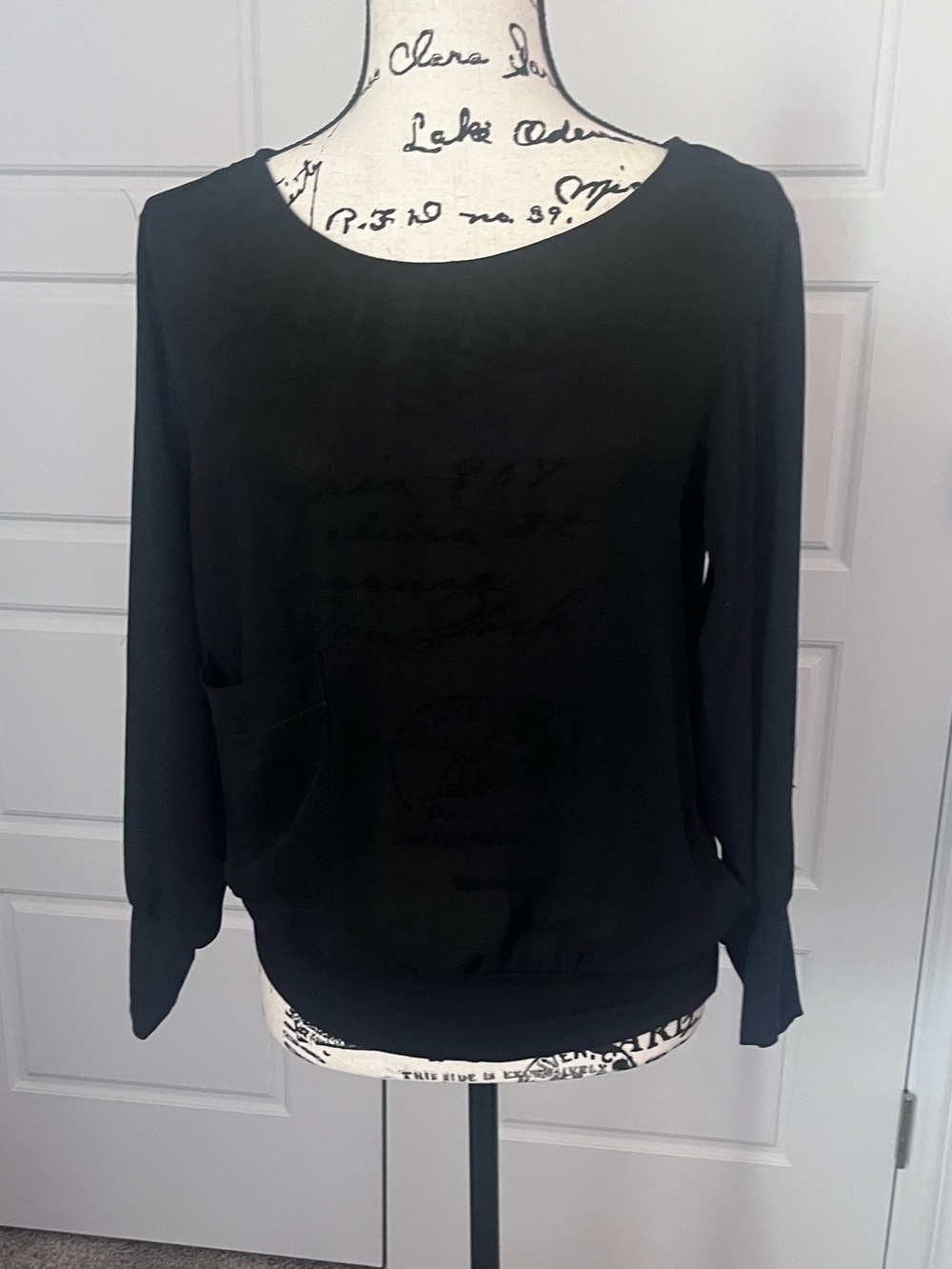 Zara Basic Black Top with Crew Neck